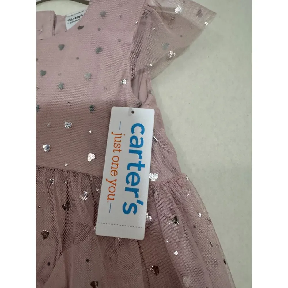Carter's Just One You Baby Girls' 2pc Holiday Glittery Tulle Dress Pink 3M